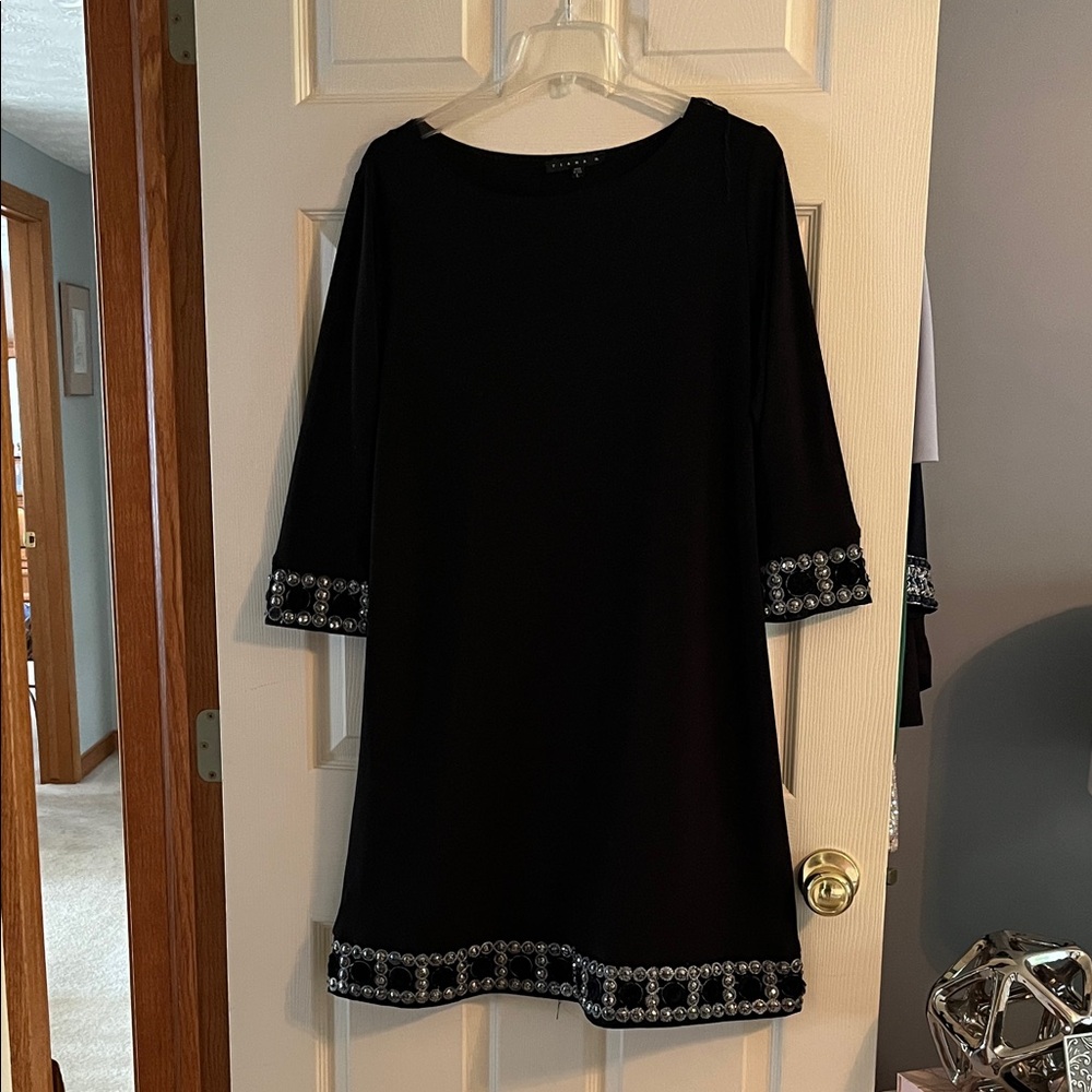 Tiana B. Black Dress with Silver Detailing